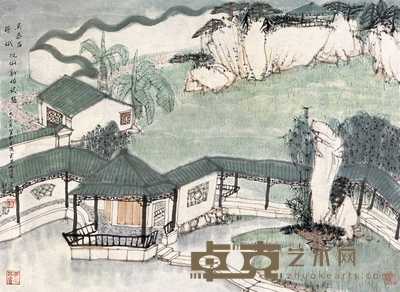 常进 1996年作 江南园林 镜心 54×74cm